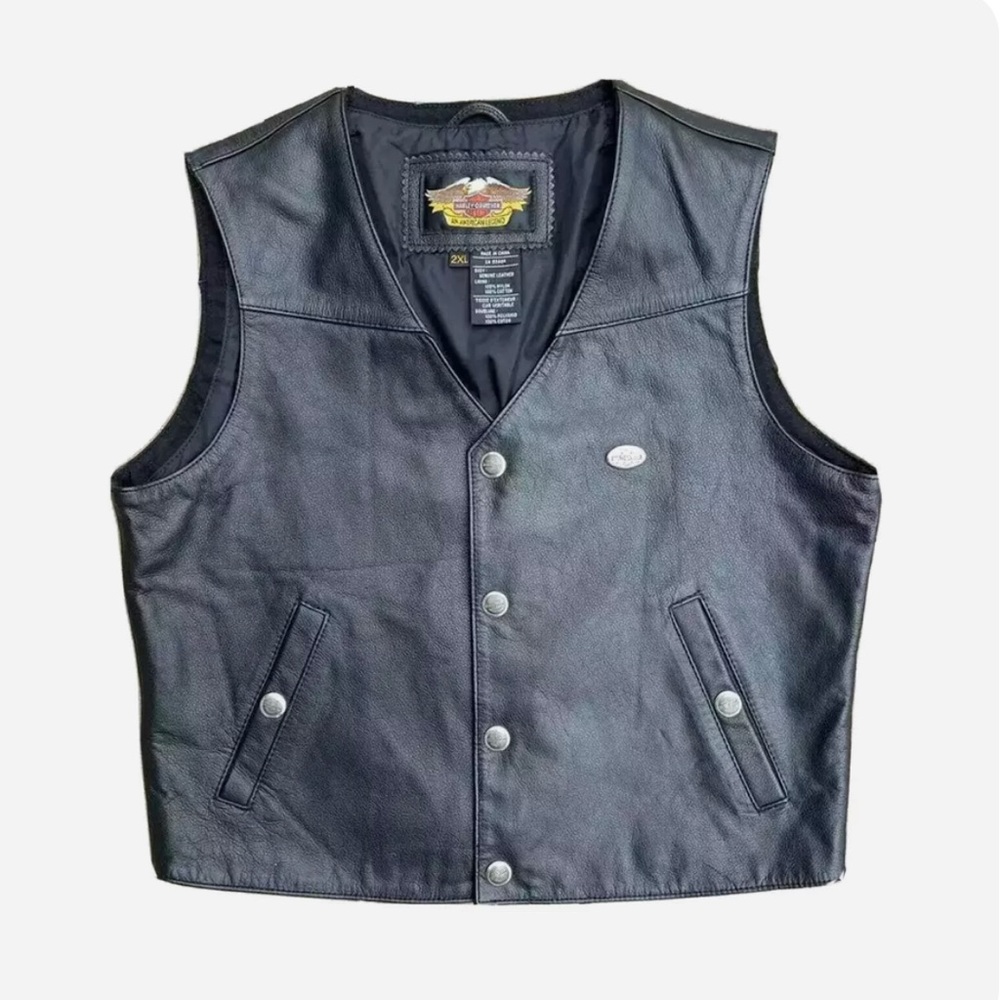 Harley Davidson Leather 2XL Black Vest
